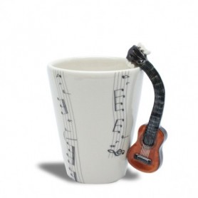 Mug partition de musique avec anse guitare sèche 