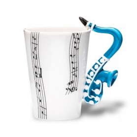 Mug partition de musique avec saxophone bleu 