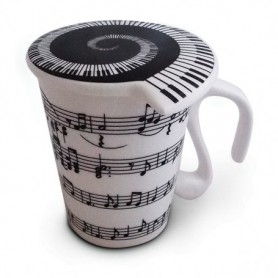 Mug avec partition de musique avec anse note et couvercle piano 