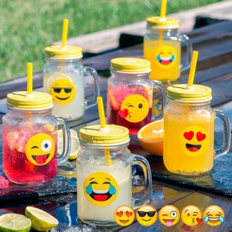 Mason Jar émoticône avec paille 
