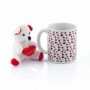 Tasse motifs cœurs avec ours en peluche love 