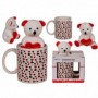 Tasse motifs cœurs avec ours en peluche love 