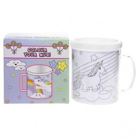 Mug avec dessins à colorier licorne 