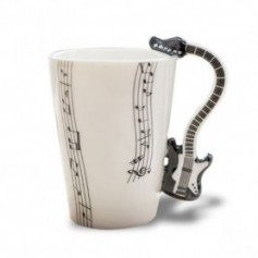 Mug partitions de musique avec poignée guitare électrique 