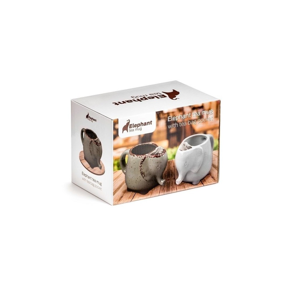 Tasse éléphant avec repose-sachet intégré, ultra pratique!