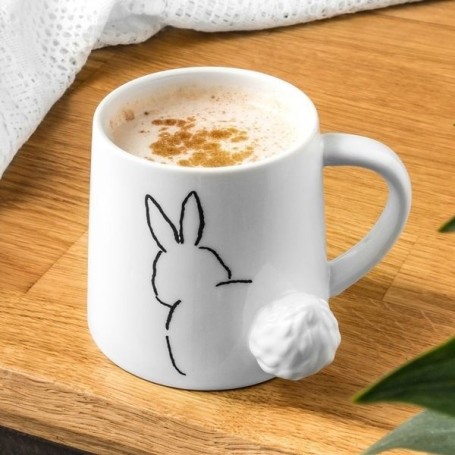 Mug esquisse de lapin queue en 3D