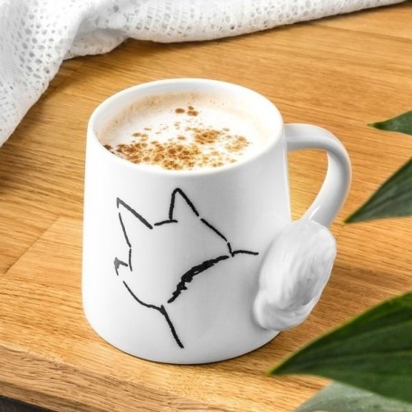 Mug esquisse de chien vue de dos avec queue en 3D