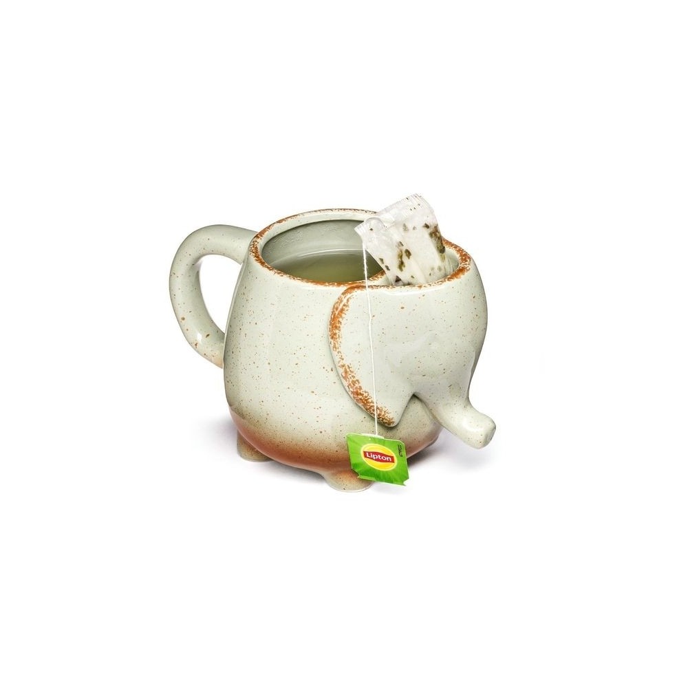 Tasse en forme d'éléphant avec compartiment pour sachet à thé