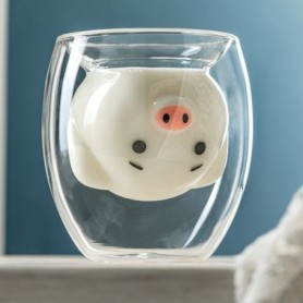 Verre double paroi cochon