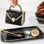 Ensemble mug assiette et cuillère dsign sac à main noir 