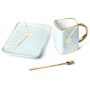 Ensemble mug assiette et cuillère dsign sac à main bleu