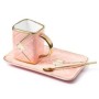 Ensemble mug assiette et cuillère dsign sac à main bleu rose
