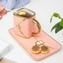 Ensemble mug assiette et cuillère dsign sac à main bleu rose