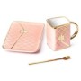 Ensemble mug assiette et cuillère dsign sac à main bleu rose
