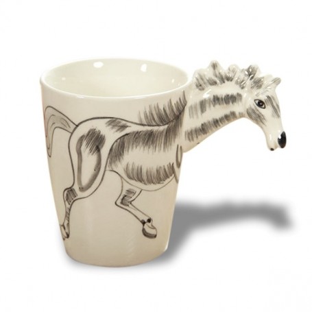 Tasse cheval avec anse tête d’animal 3D 