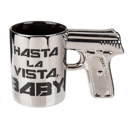 Tasse avec anse arme avec inscription hasta la vista baby