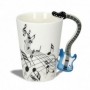 Mug motif musique anse guitare électrique bleue