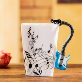 Mug motif musique anse guitare électrique bleue